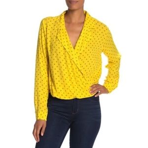 Free Press Notch Collar Surplice Long Sleeve Top